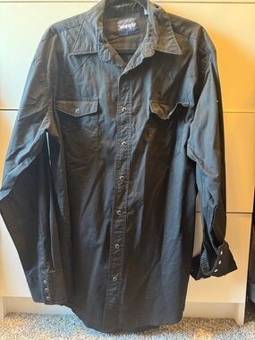 Wrangler Black Long Sleeve Western Snap Shirt
